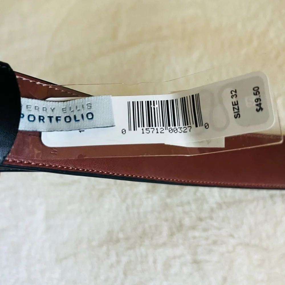 Perry Ellis PORTFOLIO Men's Black Leather‎ Belt Sz 32